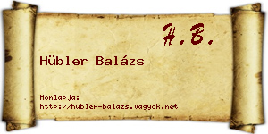 Hübler Balázs névjegykártya
