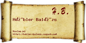 Hübler Balázs névjegykártya